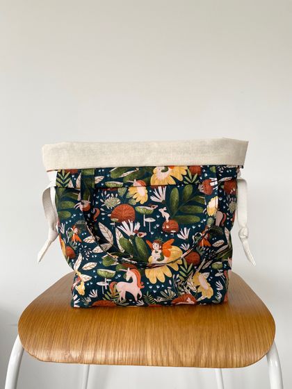 Medium Knitting / Crochet Project Bag -  / Fairy Garden Print