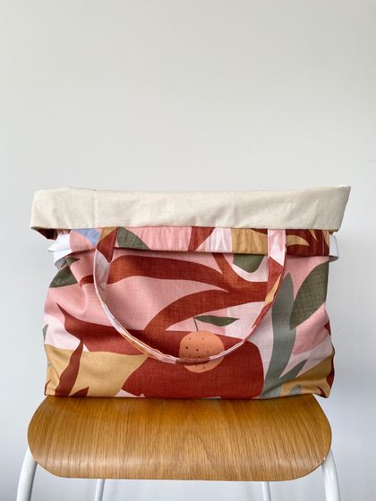 Large Knitting / Crochet Project Bag - Pink Shapes Print