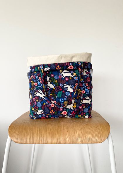 Medium Knitting / Crochet Project Bag - Bright Rabbit Print