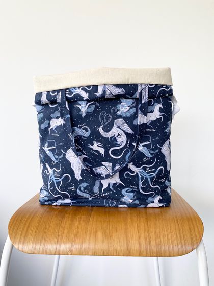 Medium Knitting / Crochet Project Bag - Navy Astrology Print