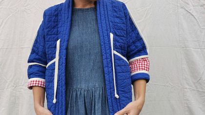 Made to Order - QUILTED JACKET - Blue, Red and White 