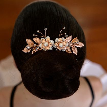 Rose Gold and Ivory Bridal Hair Comb Pair