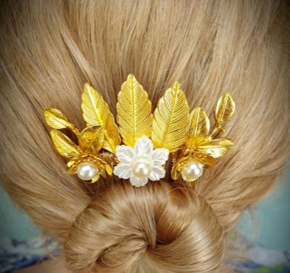 Gold and Ivory Bridal Hair Comb