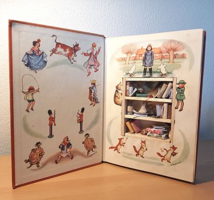 Beautiful Shadow Box Made from Old Book: The World of Christopher Robin, Medium, With Minitures