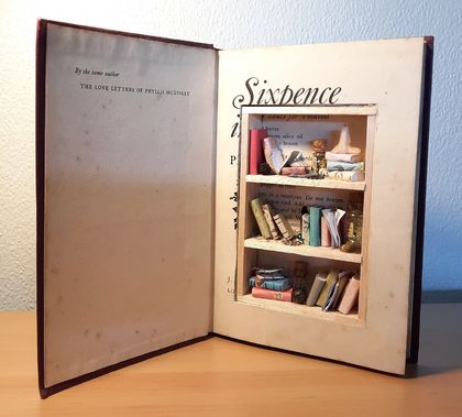 A Real Old Book Shadowbox, Medium Size, filled with miniatures