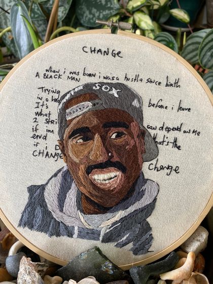 Embroidered Tupac with quote 