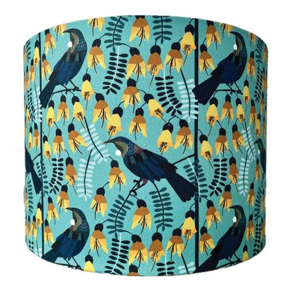 Tūī on Kowhai Lampshade (35cm)