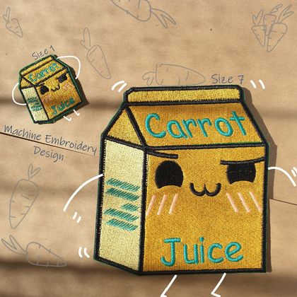 Carrot Juice Box Machine Embroidery Design