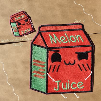 Melon Juice Box Machine Embroidery Design