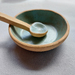 Ceramic Salt or Condiment Bowl and Spoon