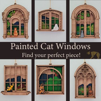 Painted Cat Window Set