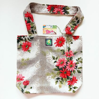 "She Hits Me With A Flower" Sustainable Handmade Vintage Totebag 