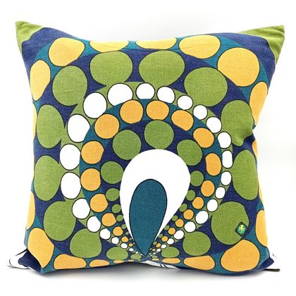 The Proud Peacock - Sustainably made cushion from upcycled material