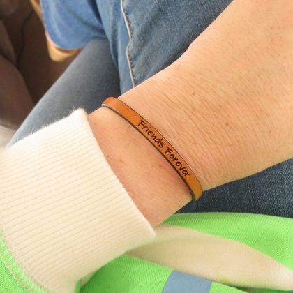 Friends Forever - Leather Mantra Bracelet - Tan