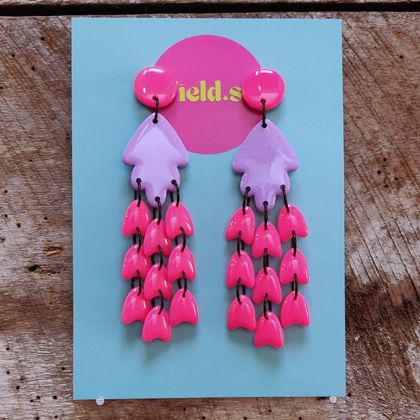 Sparkly pink and purple dangles with stud