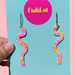 Wiggle earrings with hand painted details