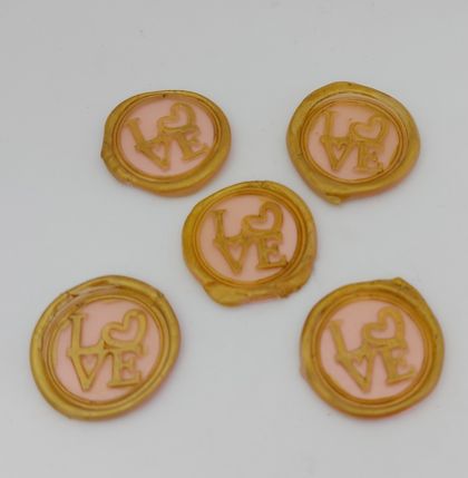 Pink gold LOVE wax seals - 5 