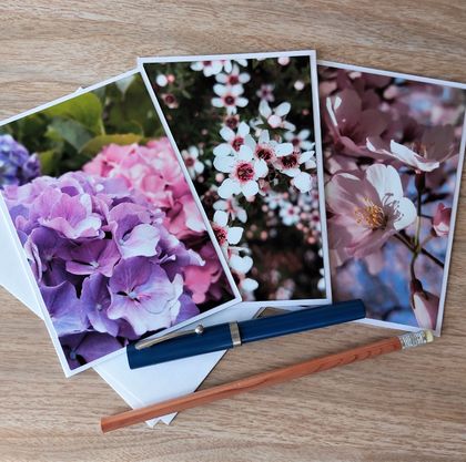 Greeting card bundle - three flower photographs