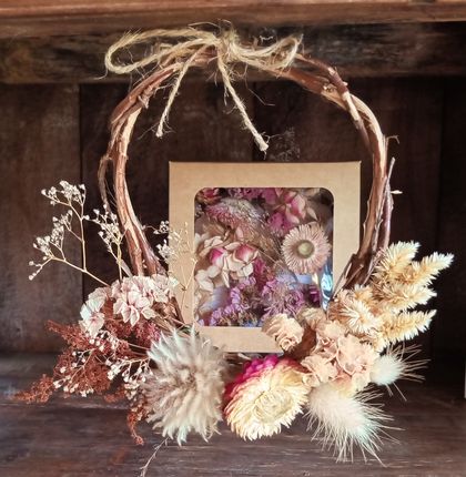 DIY Wreath Kit, complete dried flower wreath set