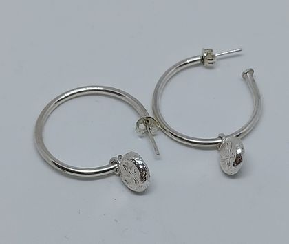 Sterling silver hoop with charm
