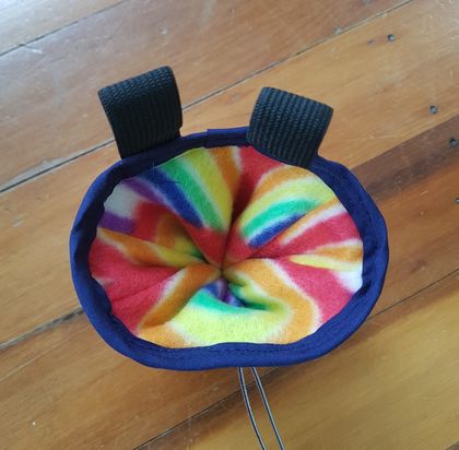Small rainbow-lined chalk bag