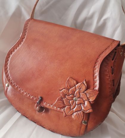 Leather Shoulder Bag - Boho Vintage Style 