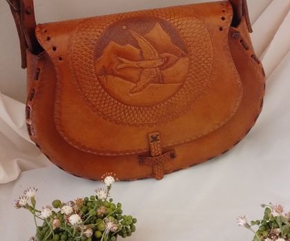 Leather Shoulder Bag - Boho Vintage Style 