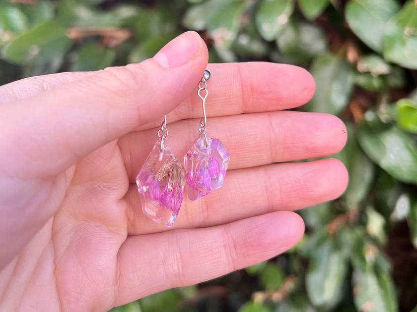 Pink on sale resin earrings