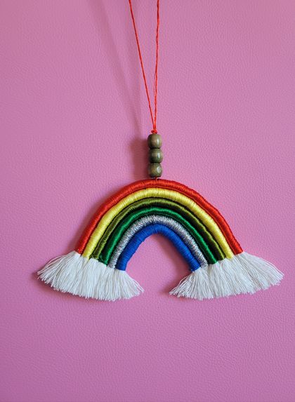 Macrame rainbow ornament , home decor, car pendant