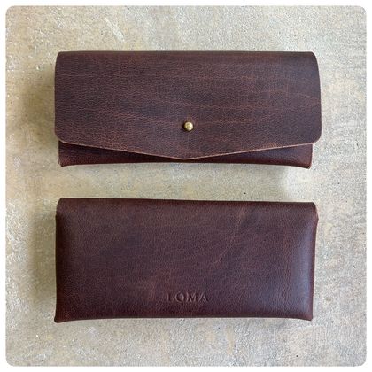 Leather glasses case - dark whiskey brown 