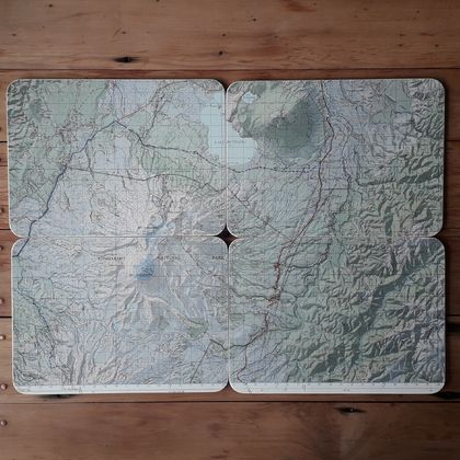 Mts Ngauruhoe and Tongariro - 4 map placemat set