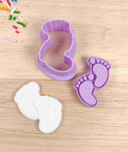 Cute Baby Feet Cookie Cutter and Fondant Stamp Set