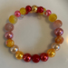 Bracelet: Red, Gold, Orange stone and glass pearls