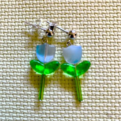 Earrings: Tiny Tulips - Blue