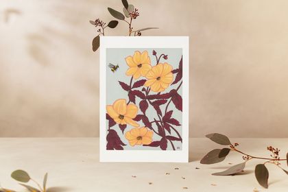 The Bumble Bee & Dahlia | A4 Giclee Print