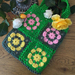 Crochet green flower tote bag