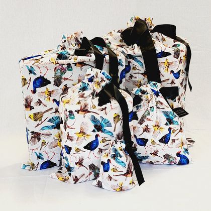 Set of 5 Reusable Gift Bags: NZ Birds