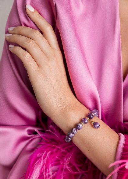 Natural Amethyst Purple Gemstone Bracelet 