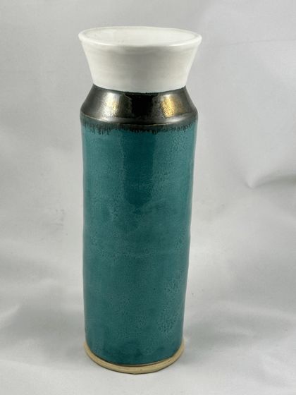 Tall teal vase