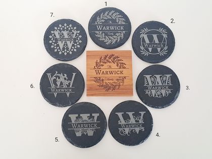 Personalised Monogram Slate Coaster - Set of Four