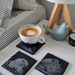 Square Slate Coasters with Animal Engraving - Set of Eight