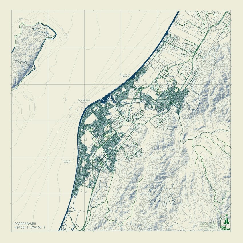 Paraparaumu map art print | Felt