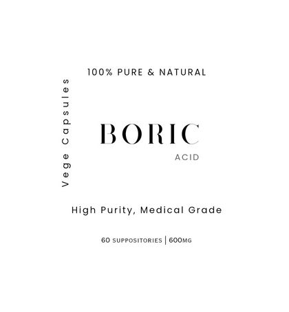 60 Boric Acid- 600mg Plant Based Suppository Capsules
