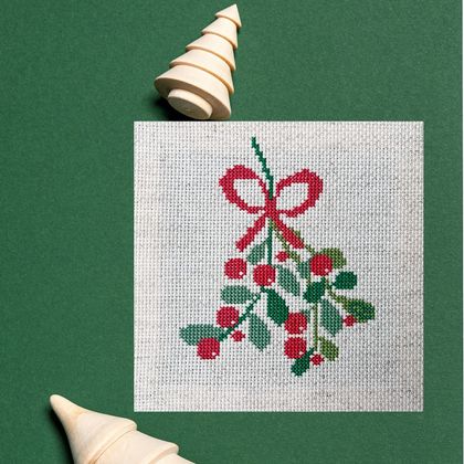 PDF Cross Stitch Pattern Christmas Misteltoe Ribbon Bundle