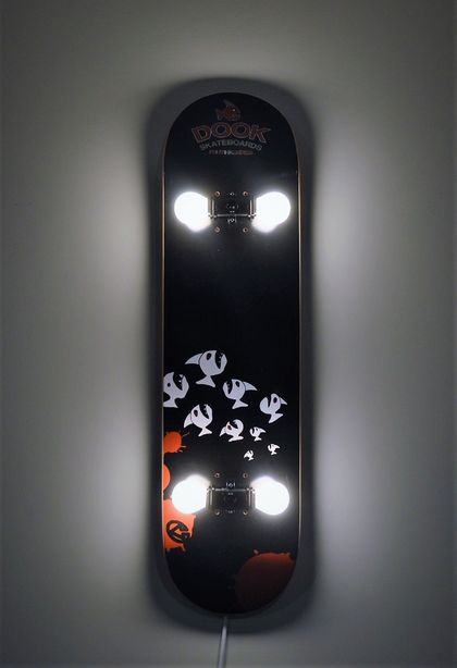 Hand crafted, wall hung skateboard light fitting made in New Zealand