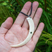 Large Carved Boars Tusk Pendant Set in Sterling Silver