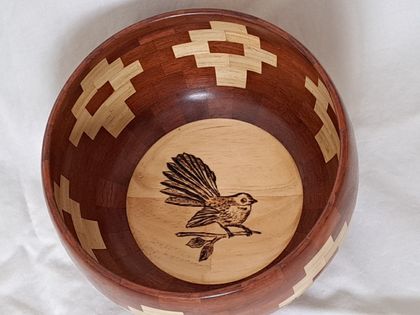 Segmented Bowl With Pyrographed Fantail