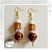 XMAS SPECIAL: EARRINGS - BROWN/BLACK/Gold Trim, Glass