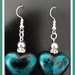 XMAS SPECIAL: EARRINGS (Drop) - TURQUOISE HEARTS / Silver