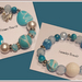 XMAS SPECIAL:  DOUBLE BRACELET SET: Turquoise/White/Blue/Silver colour tonings (matches earrings listed separately)